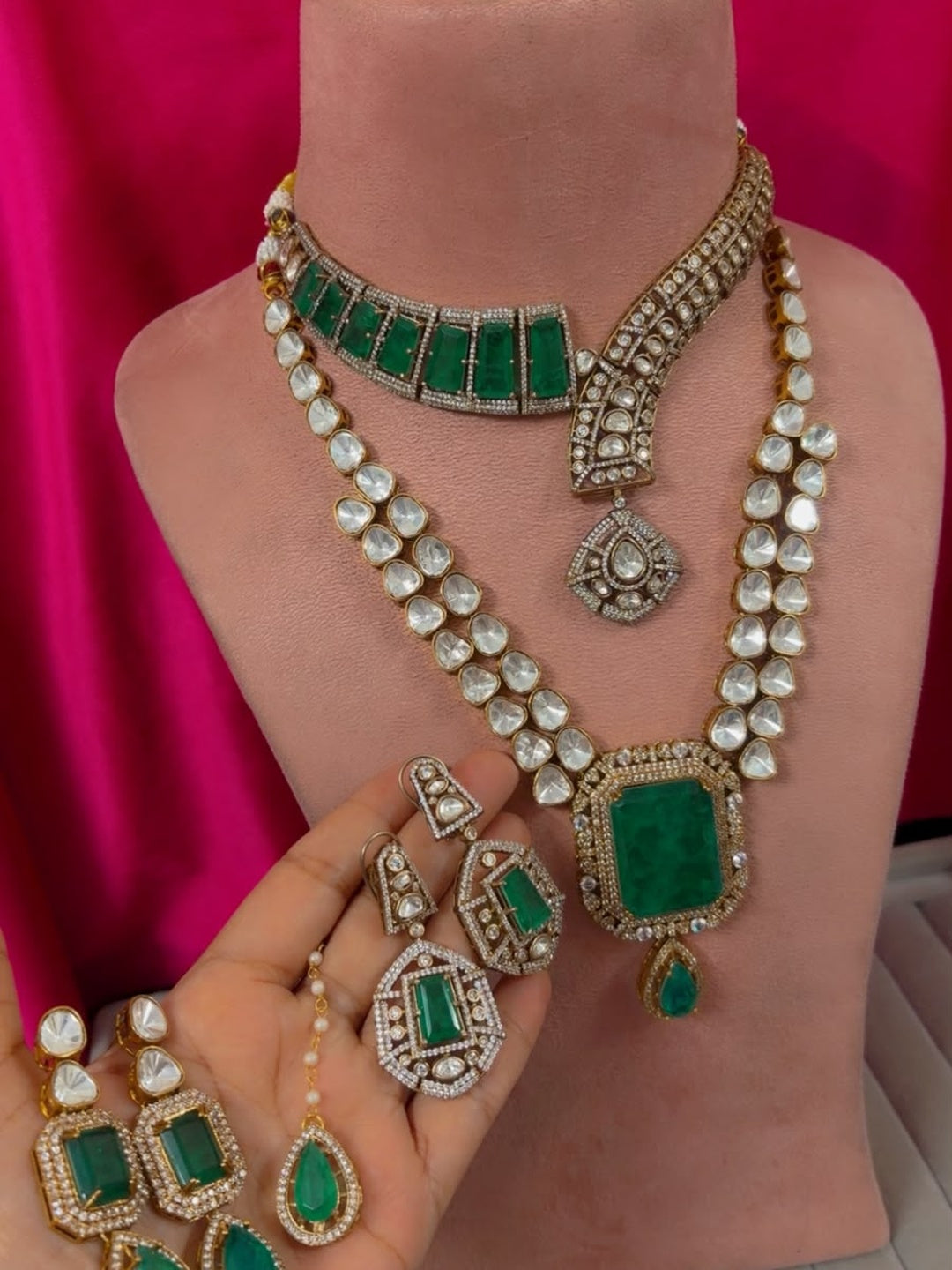 Ishhaara Kundan Temple Long Necklace Set — handcrafted Indian jewellery