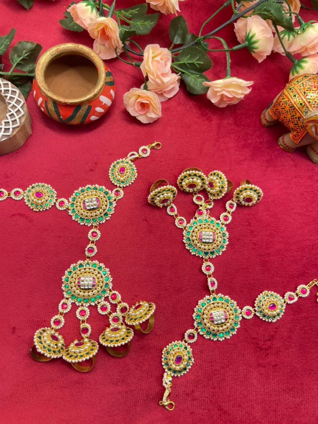Ishhaara Polki Kundan Five Finger Haath Phool