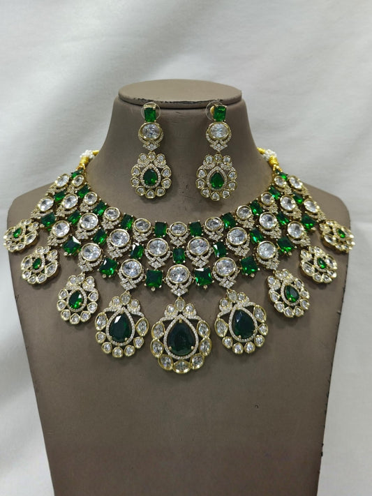 Ishhaara Polki Kundan Floral Teardrop Necklace