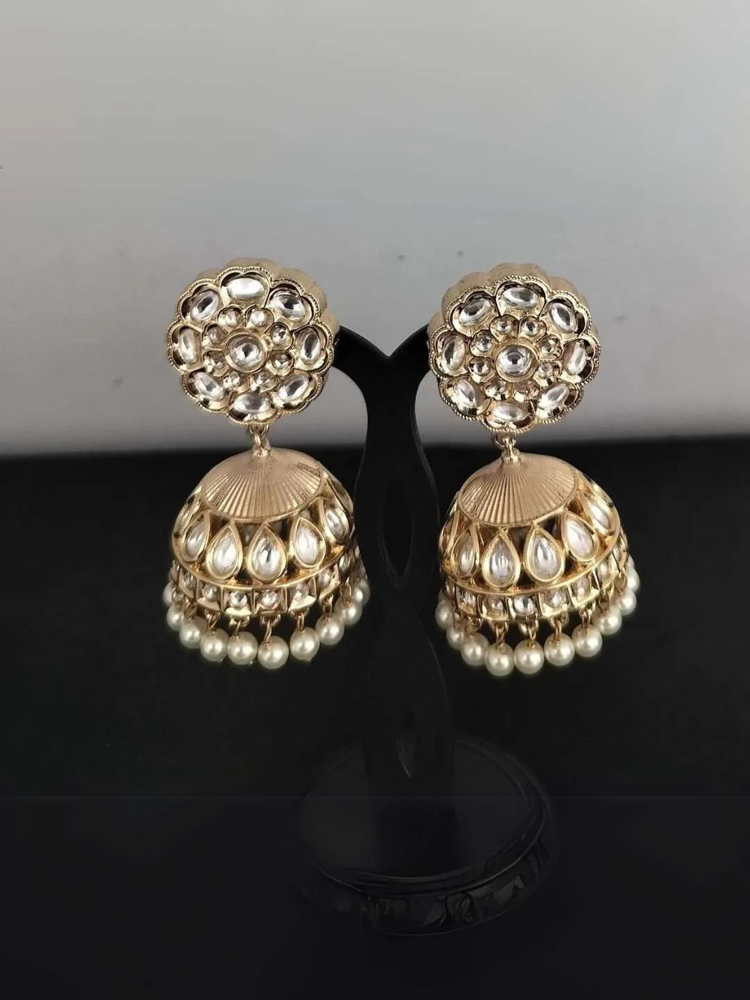 Ishhaara Polki Kundan Studded Jhumka Earrings