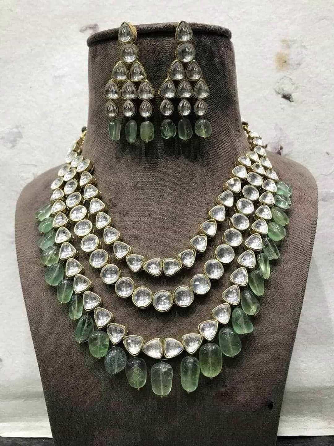 Ishhaara Polki Kundan With Real Fluorite Necklace