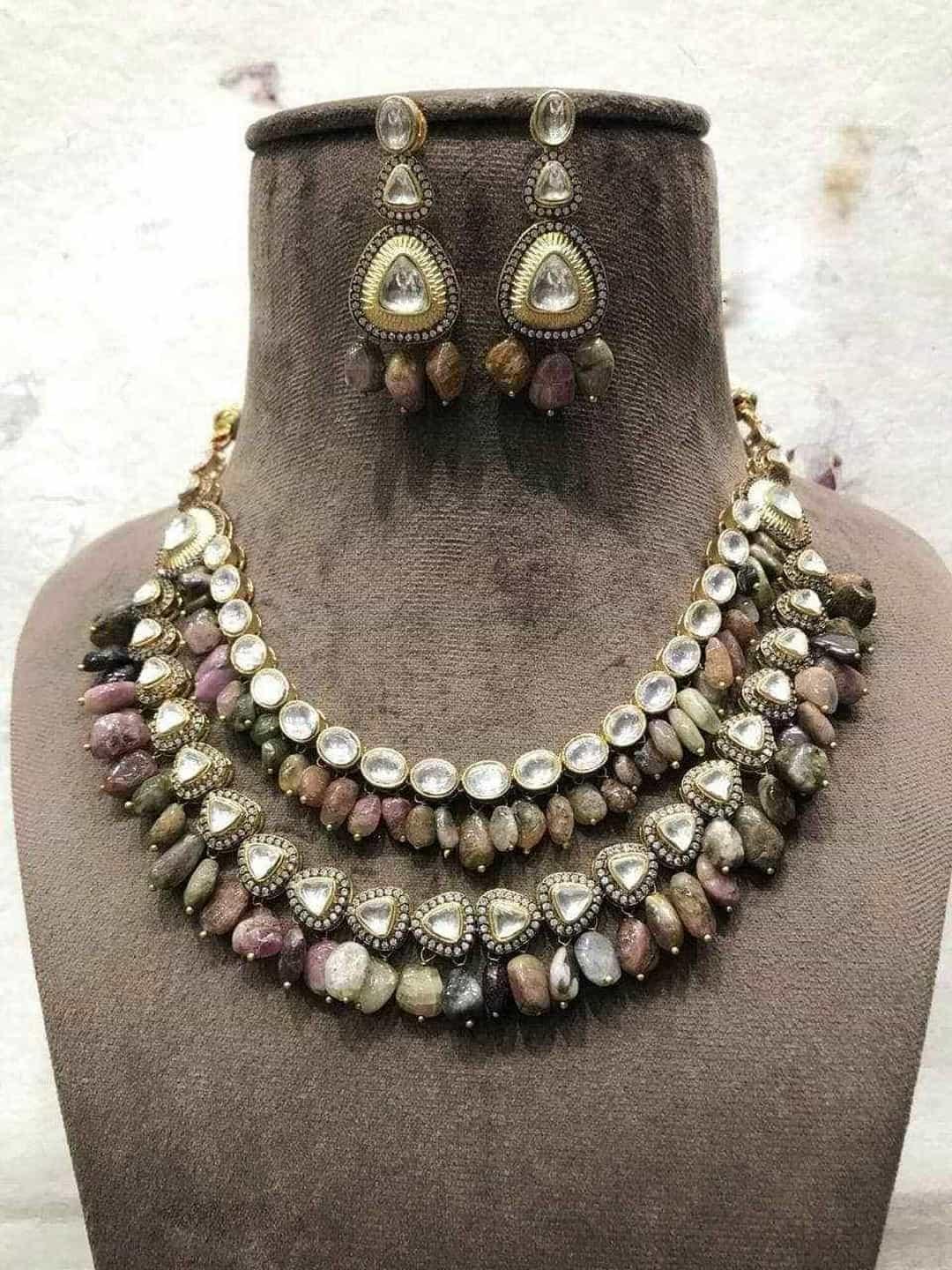 Ishhaara Polki Kundan With Real Tourmaline Necklace