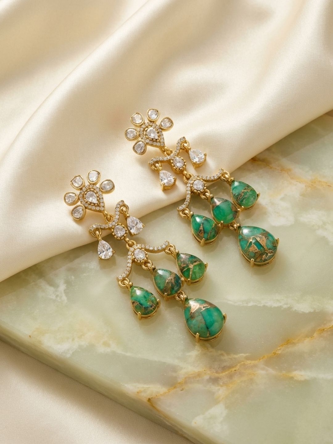 Ishhaara Polki Leaf Dangler Earrings