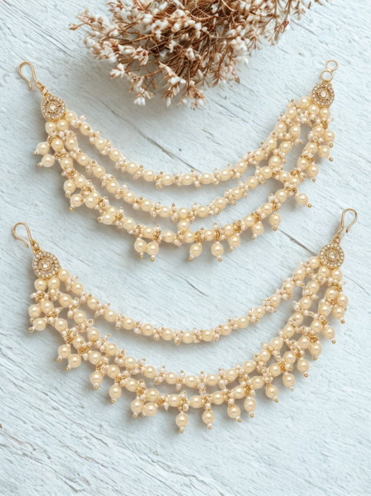 Ishhaara Polki Pearl Ear Chain