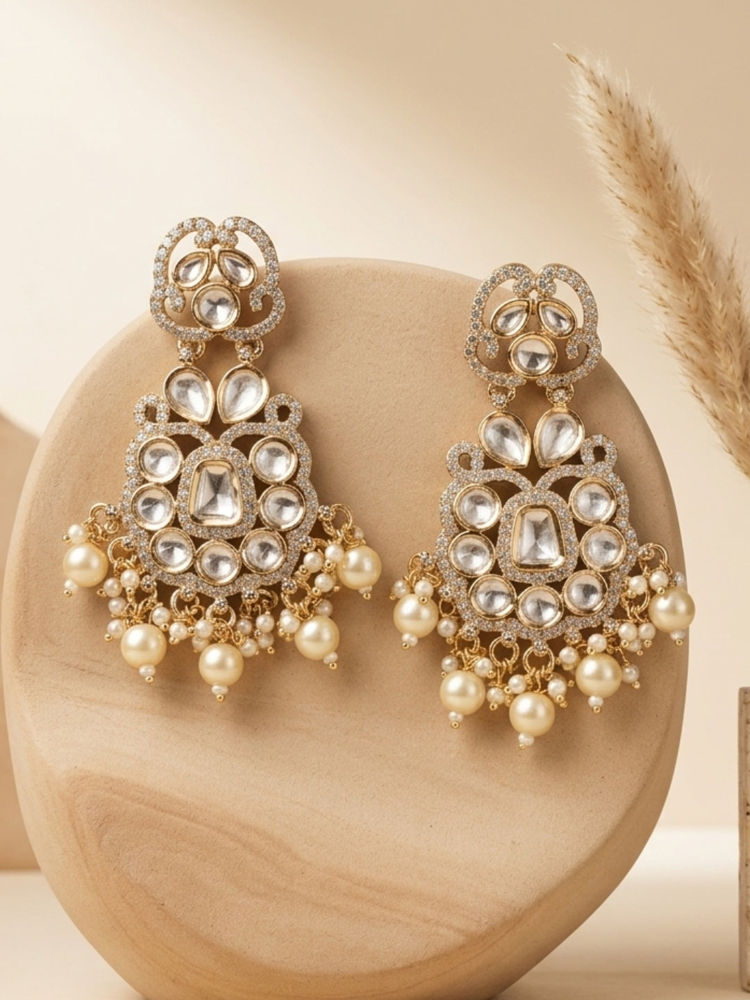 Ishhaara Polki Pearl Elegant Earrings