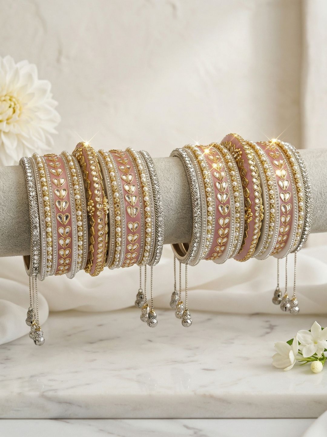 Ishhaara Polki Pearly And Jhumki Bangle Set