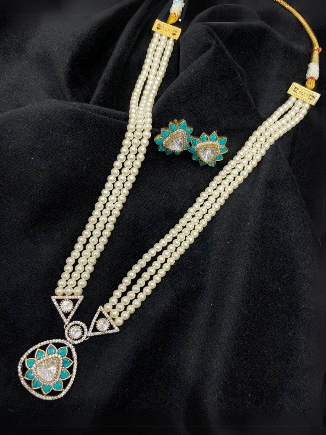 Ishhaara Polki Silver Pearl Necklace