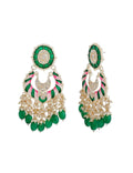 Ishhaara Polki spiral Earrings-Green