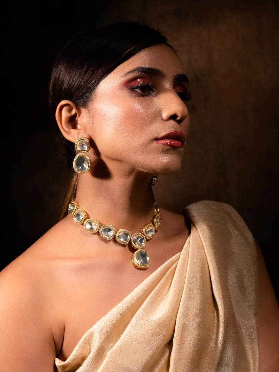 Ishhaara Polki Stone Ad Outline Necklace