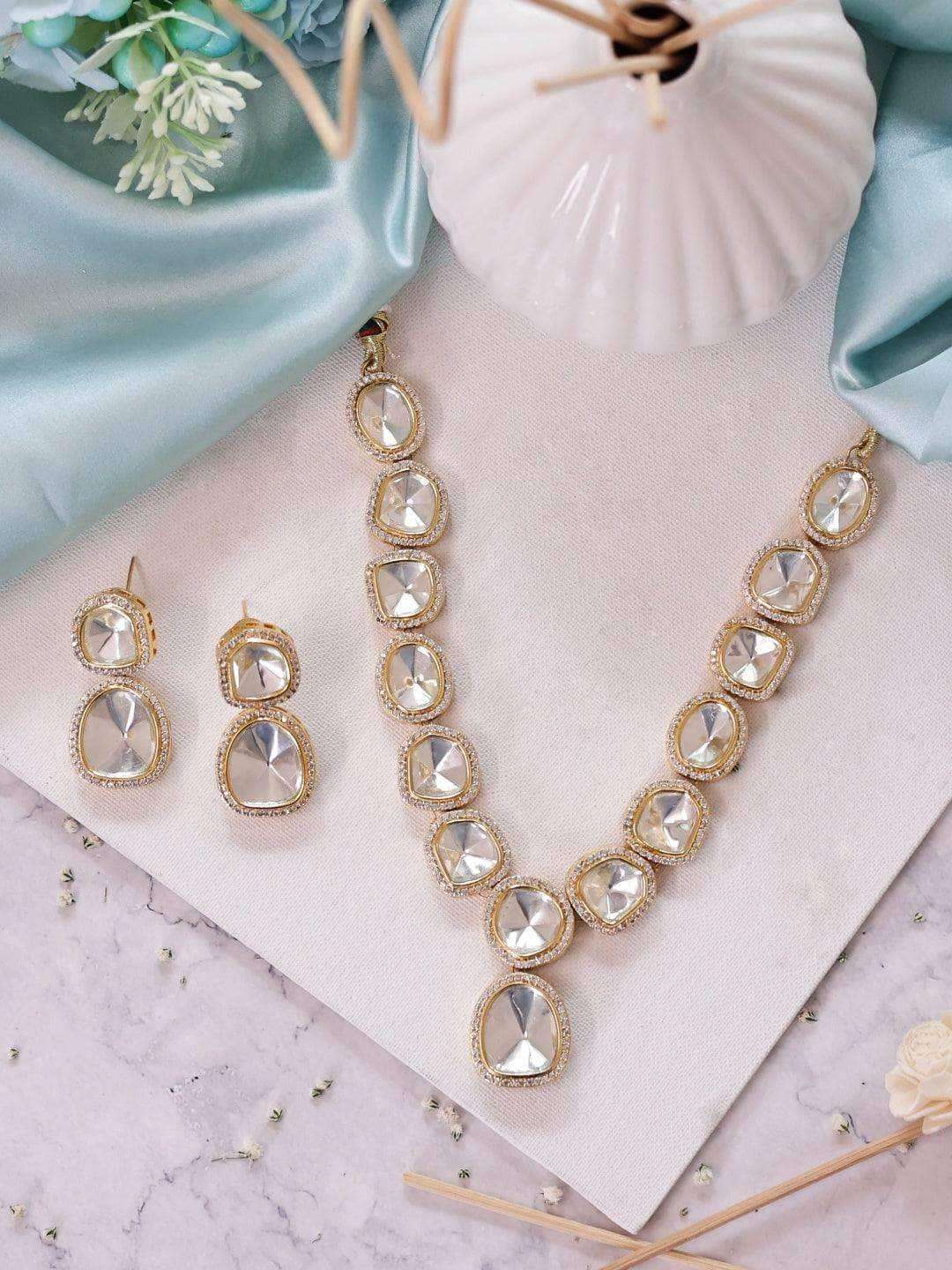 Ishhaara Polki Stone Ad Outline Necklace