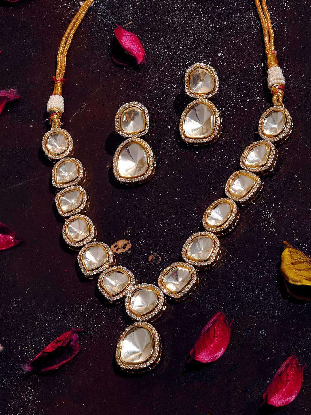 Ishhaara Polki Stone Ad Outline Necklace