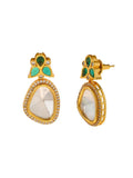 Ishhaara Polki Stone Earring Dark Green