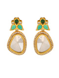 Ishhaara Polki Stone Earring Dark Green