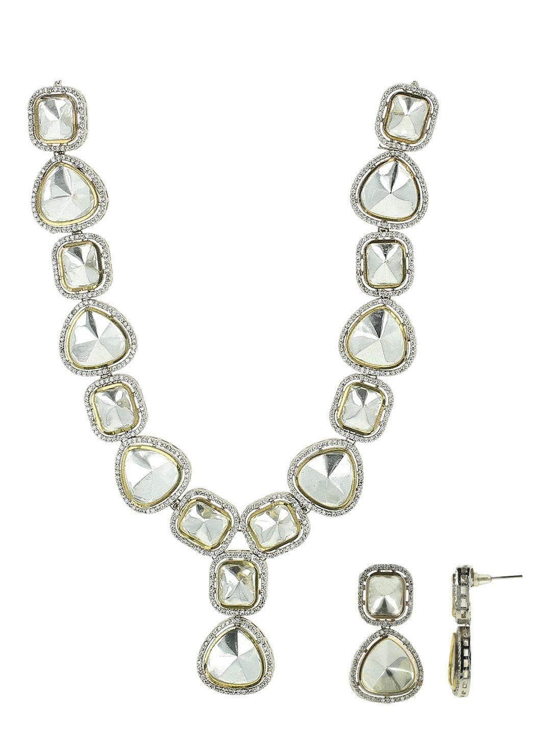 Ishhaara Polki Stone Necklace Silver