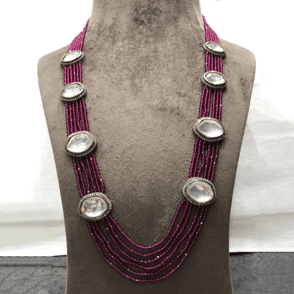 Ishhaara Polki Stone Onex Long Necklace Set