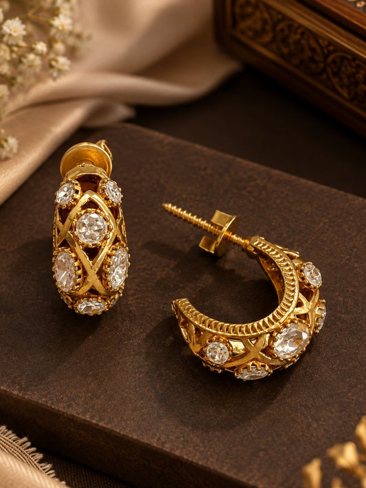 Ishhaara Polki Studded Hoop Earrings