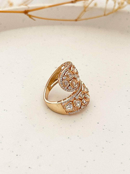 Ishhaara Polki Studded Overlap Ring