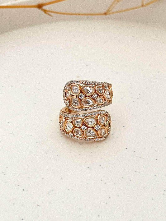 Ishhaara Polki Studded Overlap Ring