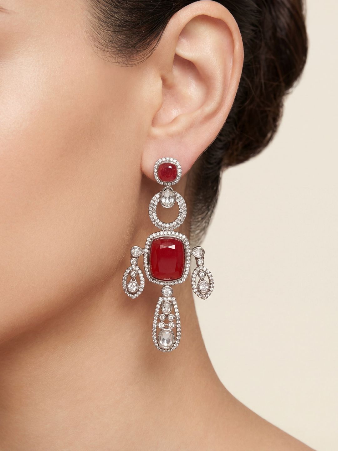 Ishhaara Polki Studded Victorian Dangler Earrings