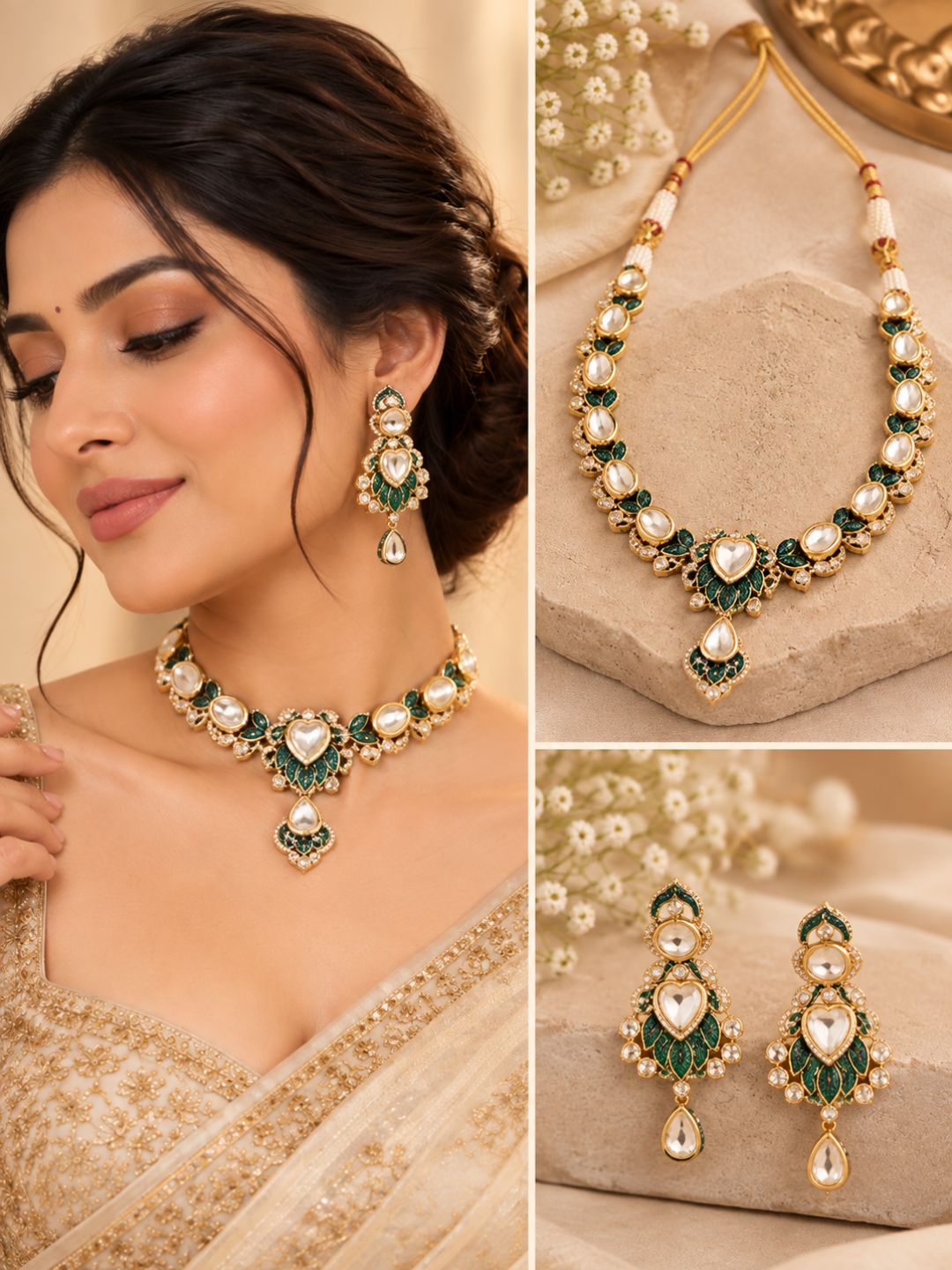Ishhaara Polki Tumble Necklace Set