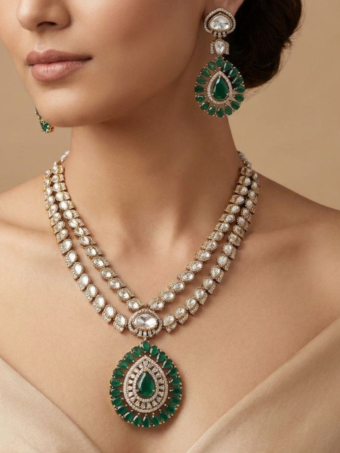 Ishhaara Polki Two Layer Necklace Set