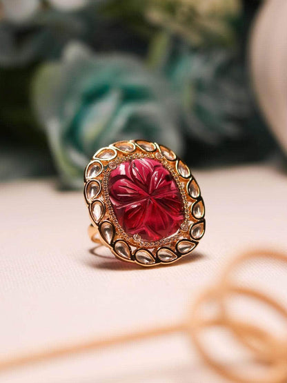 Ishhaara Pooja Hegde In Kundan Ruby Ring Red
