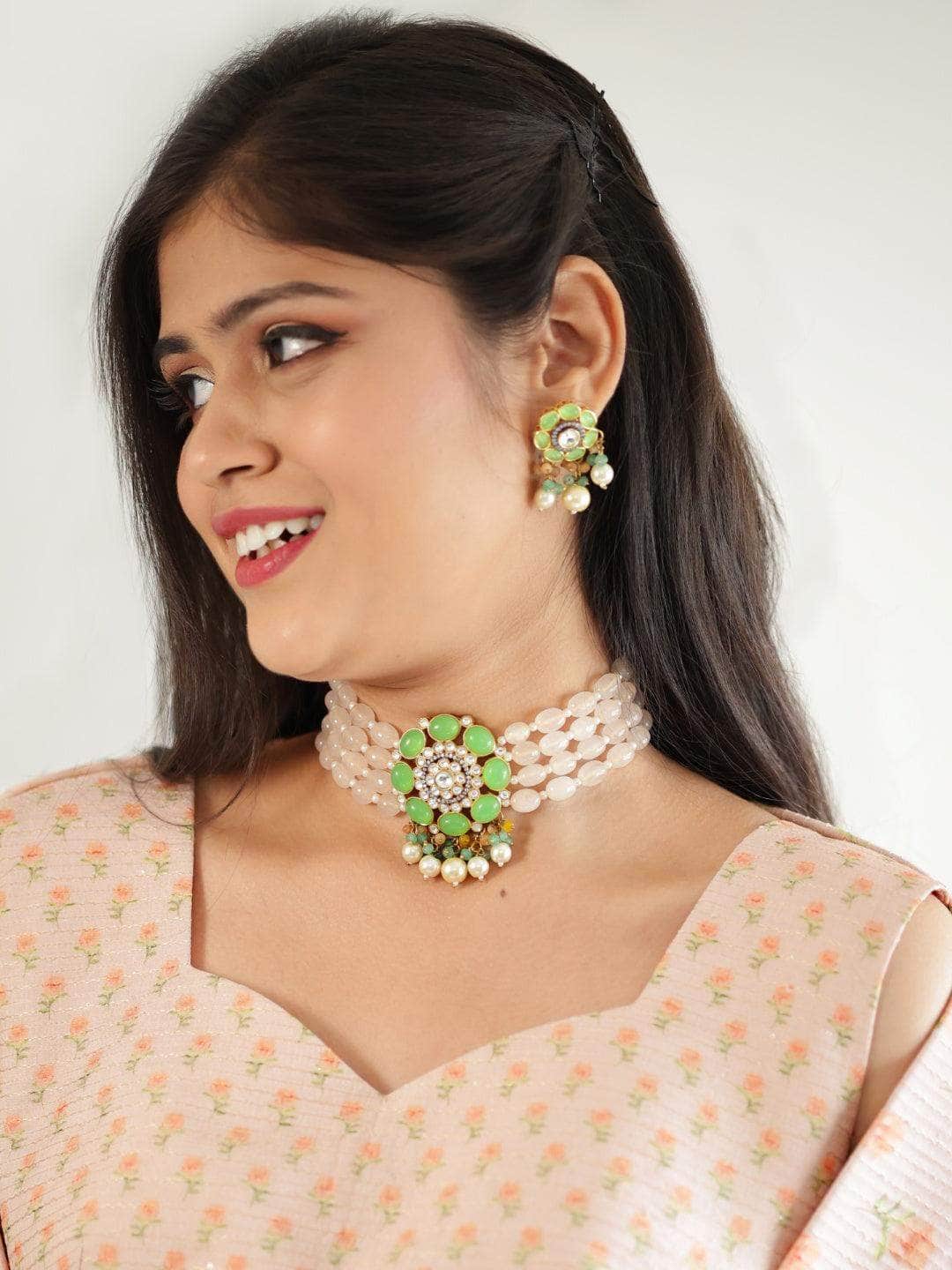 Ishhaara Precious Choker Beaded Necklace Set