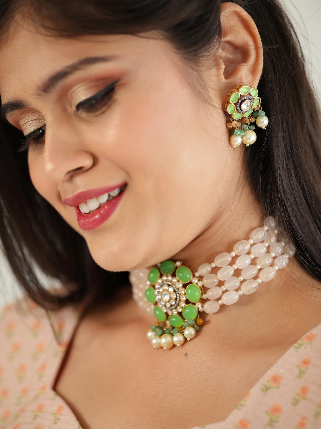Ishhaara Precious Choker Beaded Necklace Set