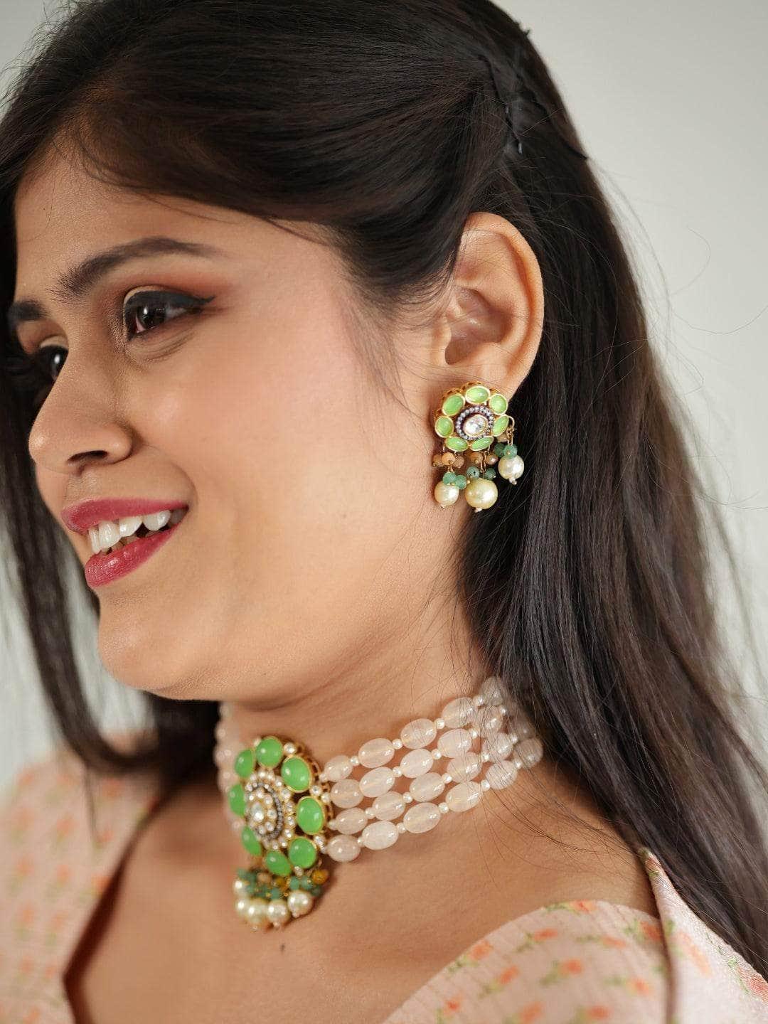 Ishhaara Precious Choker Beaded Necklace Set