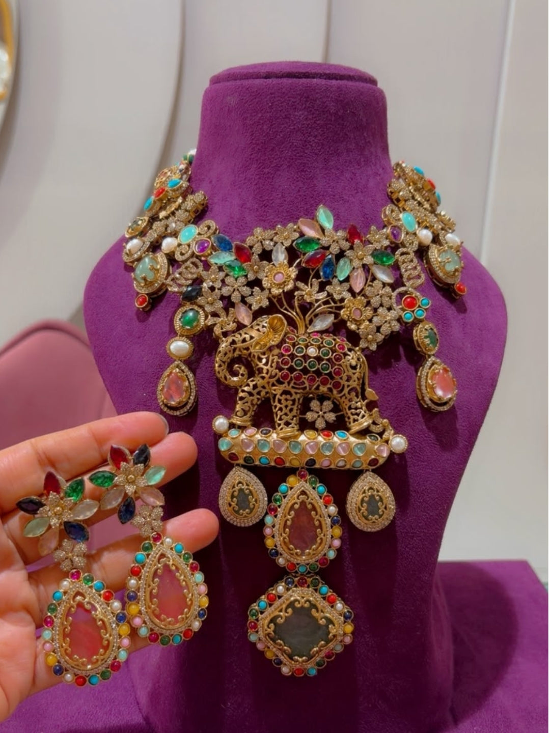 Ishhaara Precious Stone Studded Fushion Necklace