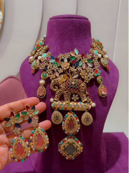 Ishhaara Precious Stone Studded Fushion Necklace