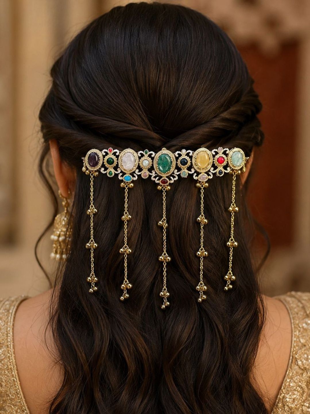 Ishhaara Precious Stone Studded Hair Pin Brooch