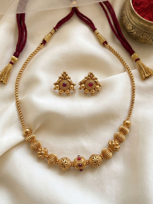 Ishhaara Premium Antique Gold Beaded Mala