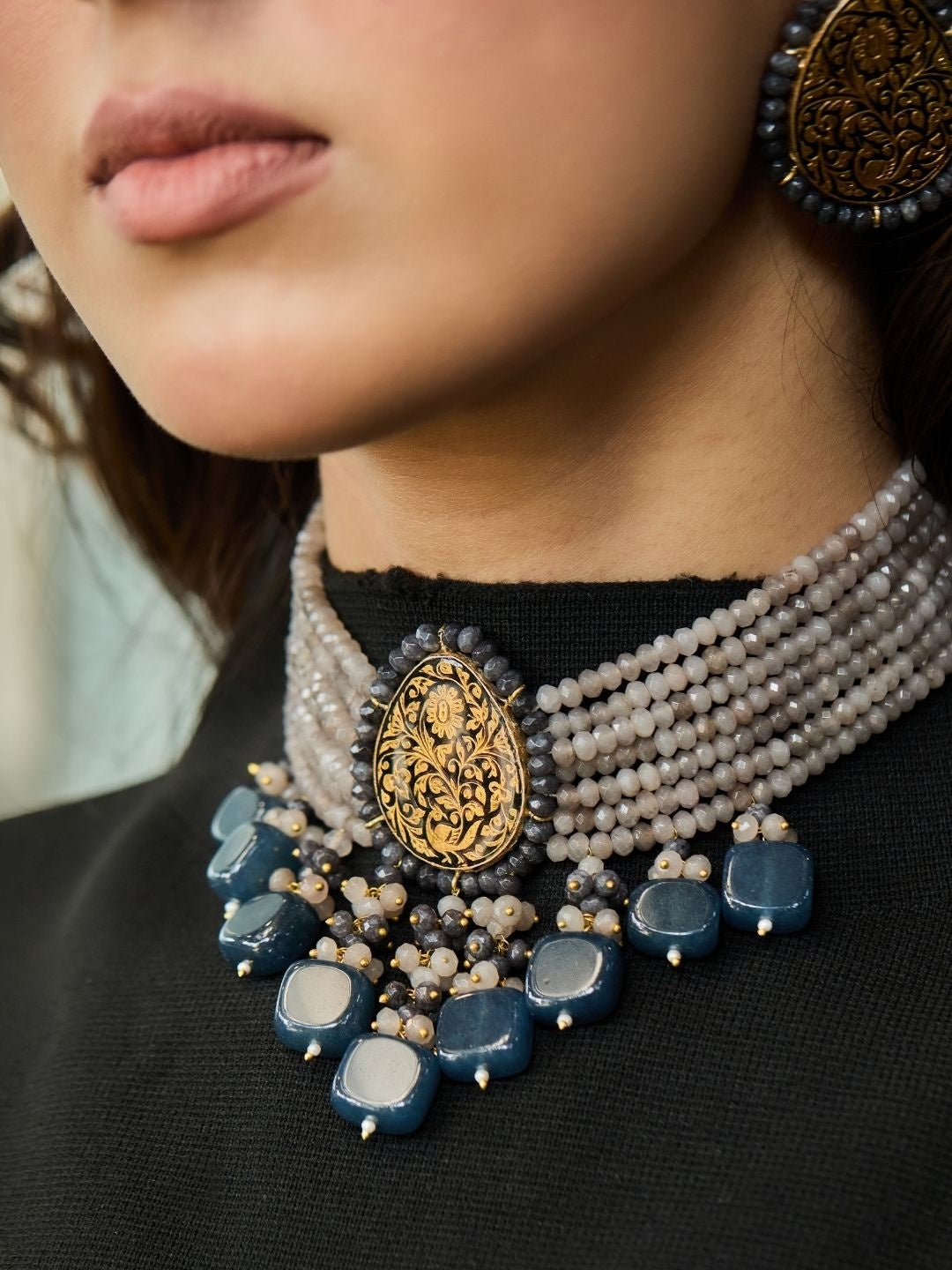 Ishhaara Statement Temple Necklace — handcrafted Indian jewellery - view 2