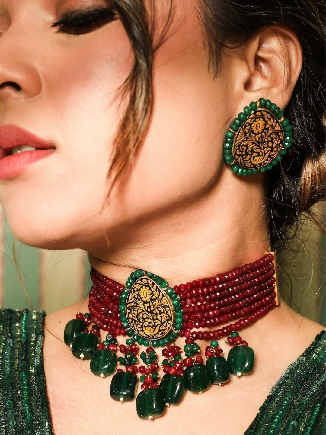 Ishhaara Statement Temple Necklace — handcrafted Indian jewellery - view 5