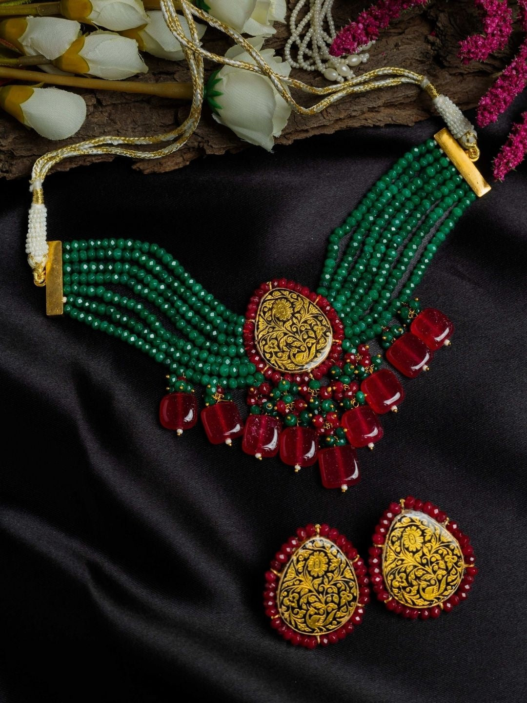Ishhaara Statement Temple Necklace — handcrafted Indian jewellery - view 7