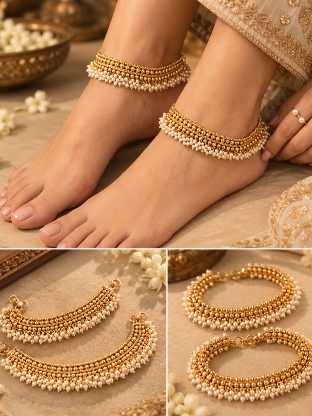 Ishhaara Premium Bridal Pearl Anklet