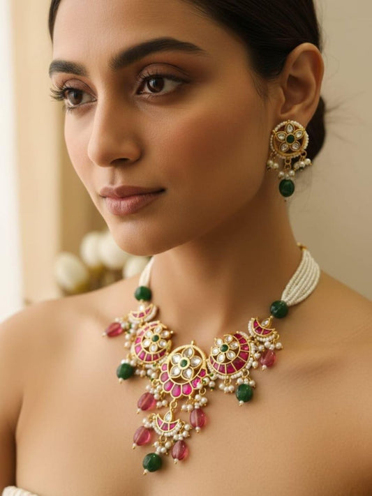 Ishhaara Premium Jadau Kundan Necklace Set