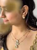 Ishhaara Premium Kundan Stone Two Layer Pendant Necklace Set