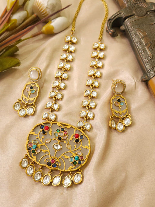 Ishhaara Premium Polki Long Necklace Set