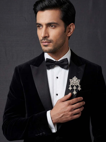 Ishhaara Premium Polki Peacock Brooch For Men