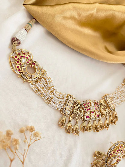 Ishhaara Premium Quality Matte Finish High Neck Choker Set