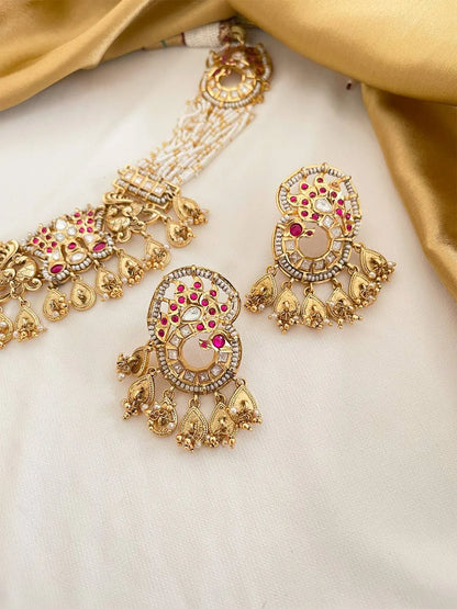 Ishhaara Premium Quality Matte Finish High Neck Choker Set