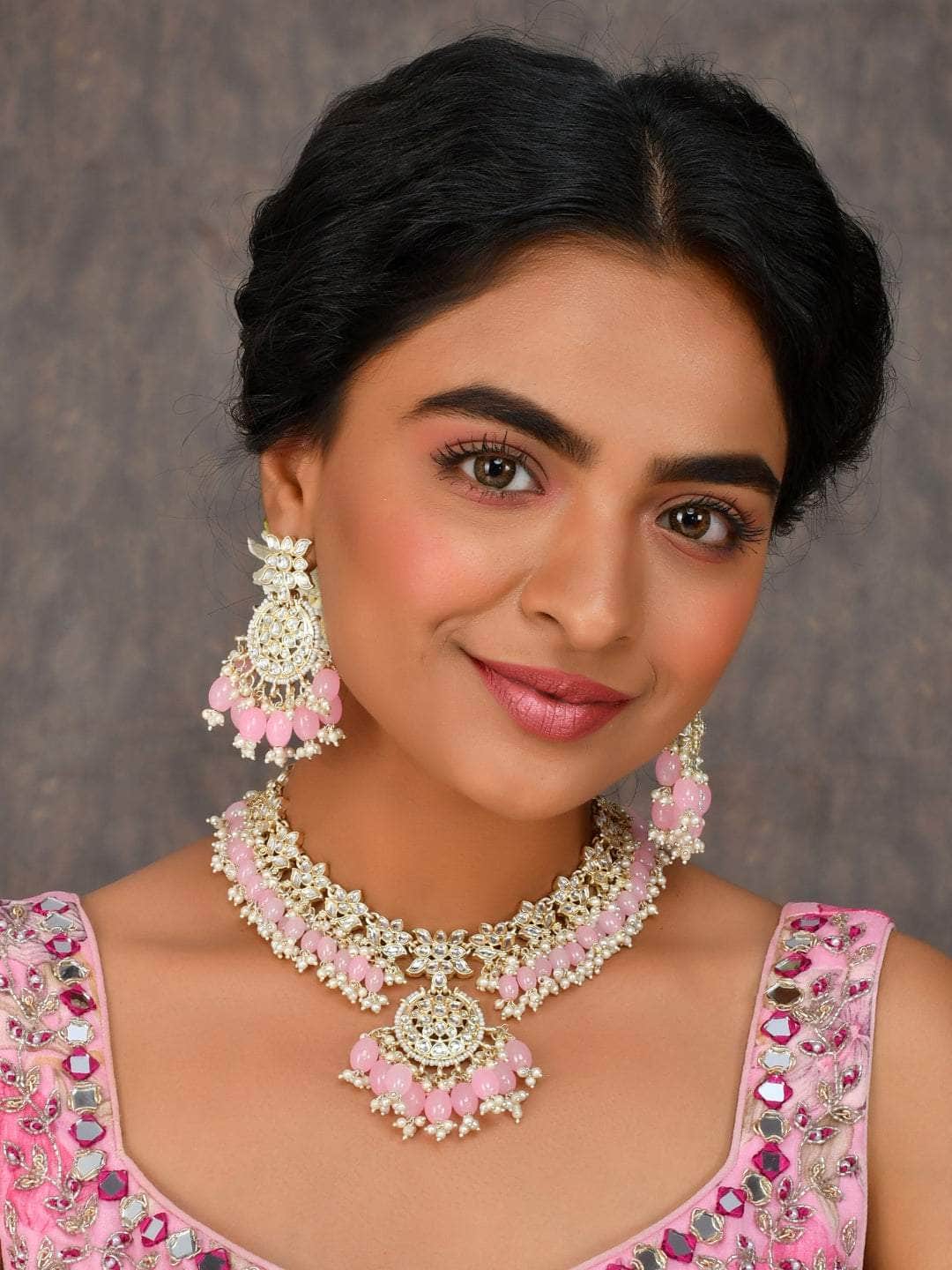 Ishhaara Prestigous Basra Cheed Bead Set-Pink