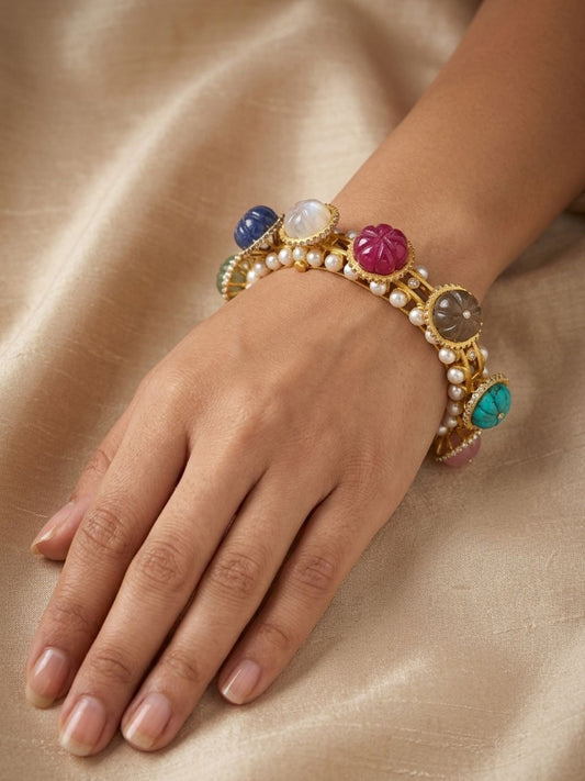 Ishhaara Pumpkin Beads Studded Bangle Bracelet
