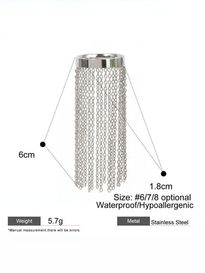 Ishhaara Punk Metal Chain Tassel Rings