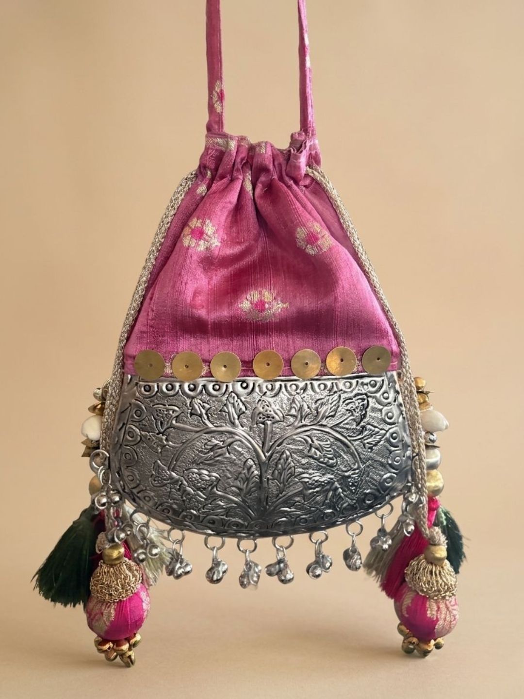 Ishhaara Pure Raw Silk Potli Bag