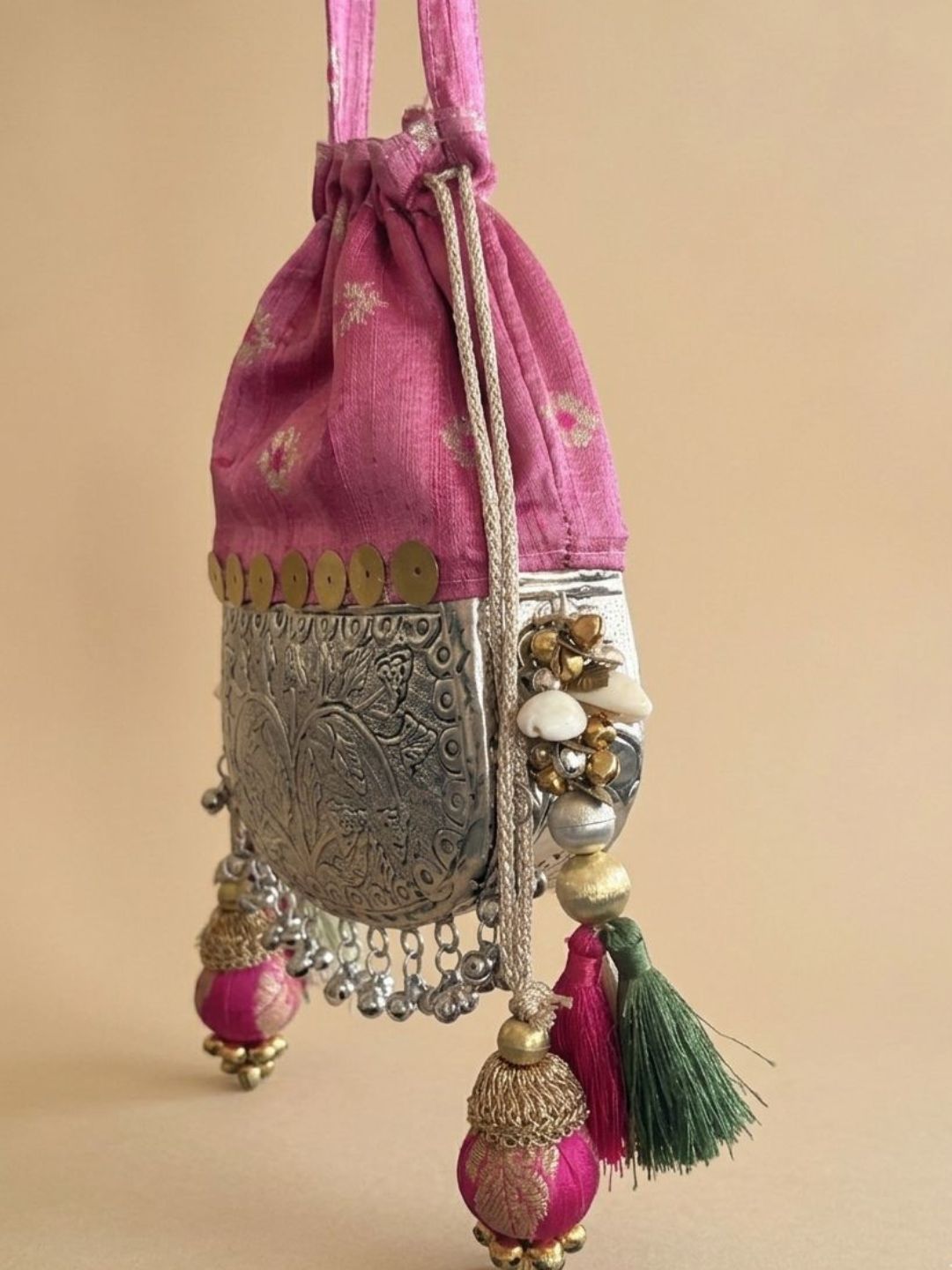 Ishhaara Pure Raw Silk Potli Bag