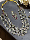 Ishhaara Purple 3 Layer Moissanite Kundan Stone Necklace