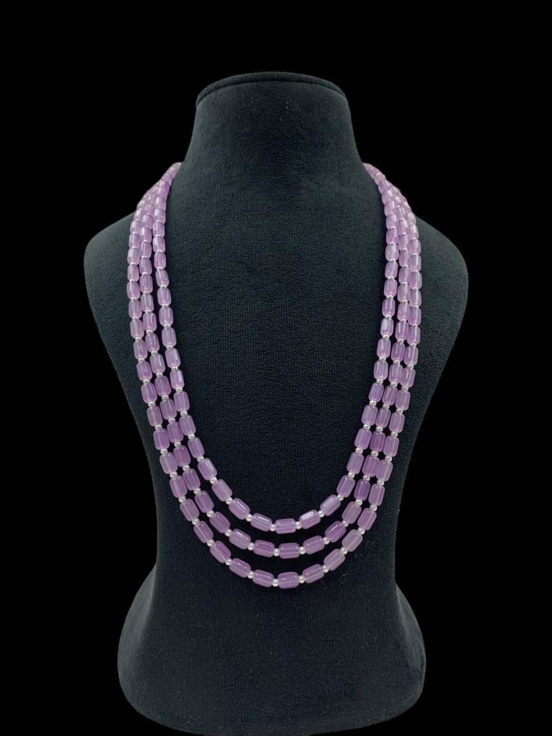 Ishhaara Purple 3 Line Pearl Mala Necklace